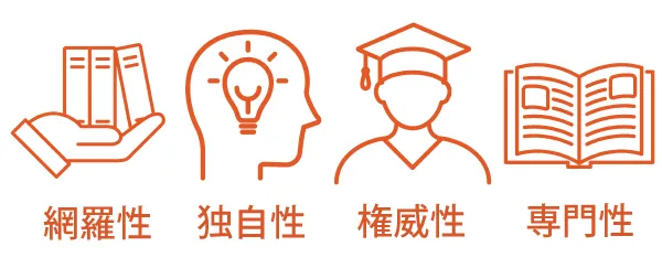 「網羅性」「独自性」「権威性」「専門性」